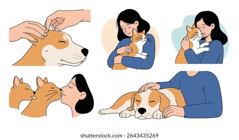 Depiction of Loving Care and Affection Shown to Dogs Cats and Other Cute Pets
