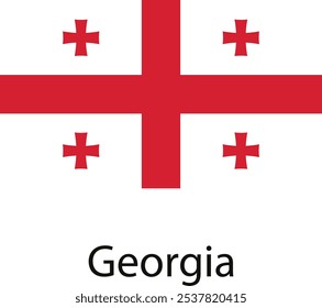 A depiction of the national flag of Georgia, a white field with a large red cross and four smaller red crosses at the corners.