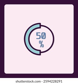 Depiction of Percentage Progress Represented by Half Filled Circle Form