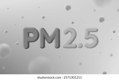 A depiction of PM2.5 air pollution, featuring fine particulate matter floating in a clean, minimal design.