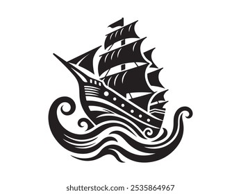 Depiction of ship silhouette vector icon