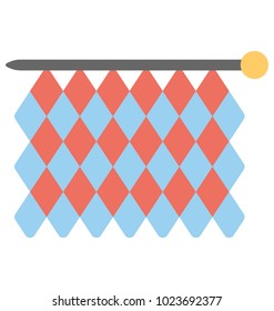 
A depiction of a straight needle and knitting pattern. 
