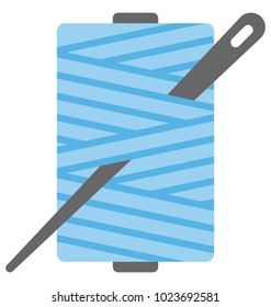 
A depiction of a thread along with needle. 


