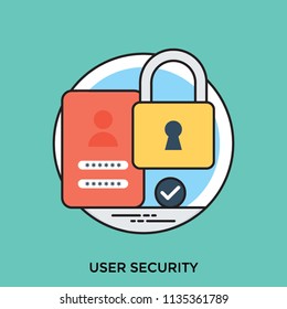
Depiction of user security via padlock over smartphone having username and password
