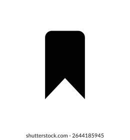 Depicts a black bookmark icon with a simple, classic design, isolated on a white background. Ideal for use in web design, print or digital projects.