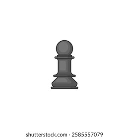 Depicts a black chess pawn piece on a white background, representing strategy, competition, and intellectual pursuits.