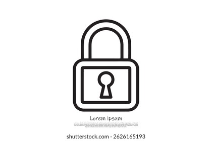 Depicts a black outline padlock icon with a keyhole, set against a transparent backdrop, symbolizing security and privacy.