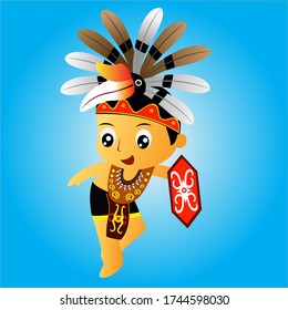 Depicts Child Custom Dayak Tribe Kalimantan Stock Vector (Royalty Free ...