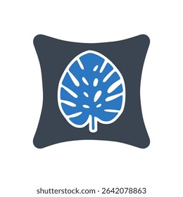 Depicts a cushion with a leaf design icon