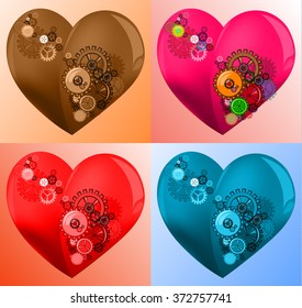 depicts four hearts