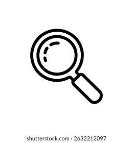 Depicts a magnifying glass icon in a minimalist, line-style design, isolated on a transparent backdrop, ideal for illustrating concepts.