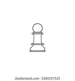 Depicts a outline chess pawn piece on a white background, representing strategy, competition, and intellectual pursuits.