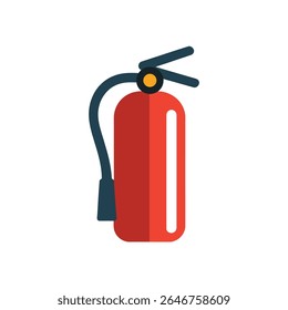 Representa um extintor de incêndio vermelho, em estilo cartoon. A imagem inclui bocal, mangueira, manômetro e manípulo, todos renderizados com um design plano em um fundo branco.