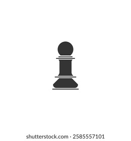 Depicts a silhouette chess pawn piece on a white background, representing strategy, competition, and intellectual pursuits.