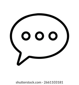 Representa un simple icono de burbuja de discurso negro con tres puntos en el interior, establecido contra un fondo transparente limpio, adecuado para varios temas comunicativos.