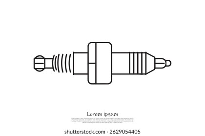 Depicts a spark plug in a simple, clean line art style, showcasing essential automotive part on a transparent background, perfect for technical diagrams.
