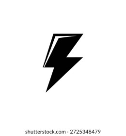 Representa un estilizado rayo geométrico en negro sólido, sobre un fondo transparente. Enfatiza ángulos agudos y energía dinámica.