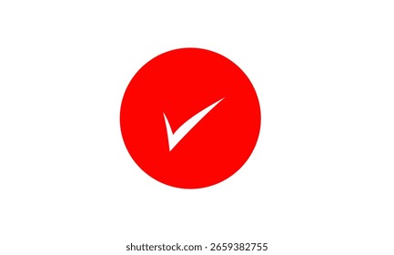 Representa una marca de verificación blanca dentro de una forma circular roja.
