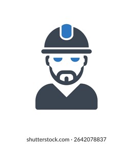 Depicts a worker wearing a safety helmet icon