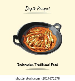 Depik Pengat Illustration Sketch And Vector Style, Traditional Food From Aceh, Good to use for restaurant menu, Indonesian food recipe book, and food content.