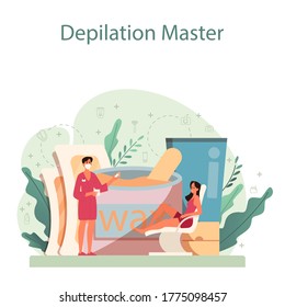 Depilation and epilation concept. Hair removal methods idea. Epilation beauty procedure. Idea of body and skin care and beauty. Isolated vector illustration