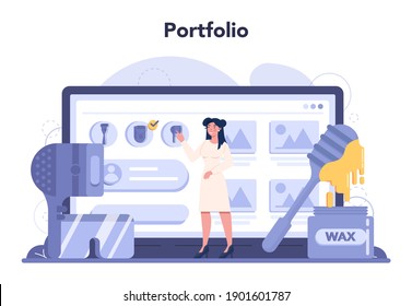 Depilation and epilation online service or platform. Hair removal methods idea. Idea of body and skin care and beauty. Online portfolio. Isolated vector illustration