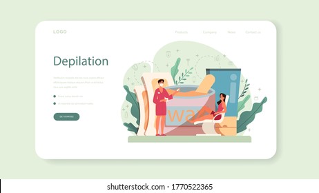 Depilation and epilation web banner or landing page. Hair removal methods idea. Epilation beauty procedure. Idea of body and skin care and beauty. Isolated vector illustration