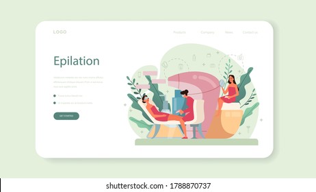 Depilation and epilation web banner or landing page. Hair removal methods idea. Epilation beauty procedure. Idea of body and skin care and beauty. Isolated vector illustration