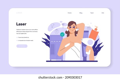 Depilation and epilation web banner or landing page. Hair removal methods. Idea of body and skin care and beauty. Sugaring and laser hair removal. Isolated vector illustration