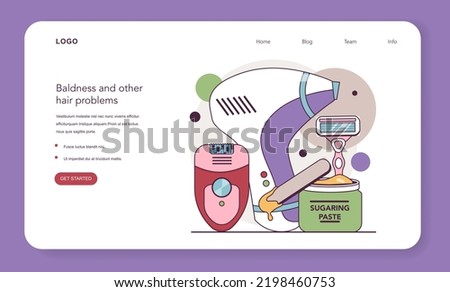 Depilation and epilation web banner or landing page. Hair removal methods. Idea of body and skin care and beauty. Sugaring and laser hair removal. Flat vector illustration