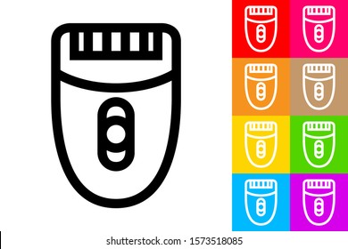 Depilation Machine. Epilator. Line Icon With Different Color Background.