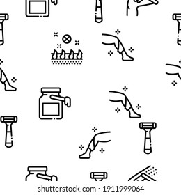 Depilation Procedure Seamless Pattern Vector Thin Line. Illustrations