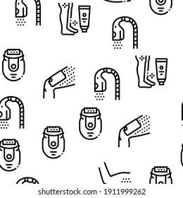 Depilation Procedure Seamless Pattern Vector Thin Line. Illustrations