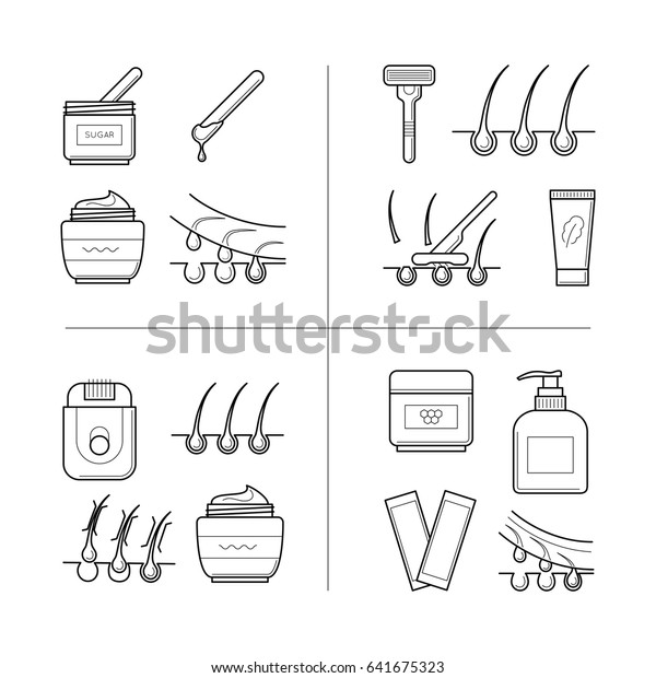 Depilation Techniques Process Stages Different Types Stock Vector