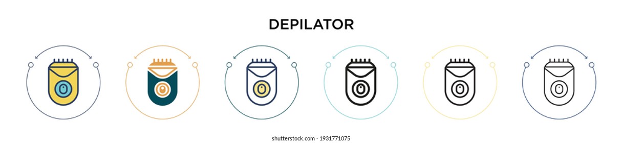 Depilator icon in filled, thin line, outline and stroke style. Vector illustration of two colored and black depilator vector icons designs can be used for mobile, ui, web
