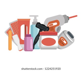 depilatory product set icons