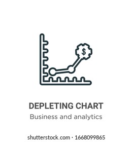 Depleting chart outline vector icon. Thin line black depleting chart icon, flat vector simple element illustration from editable business and analytics concept isolated stroke on white background