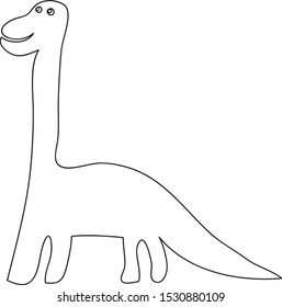 Deplodoc dino drawing line vector illustration. Isolated element on white background. Line fashion concept design for boys clouth, fabric.