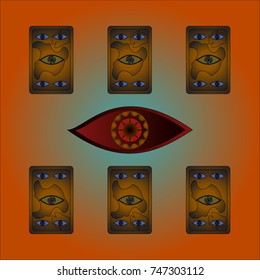 Deployed cards for fortune telling with the "third eye".