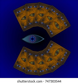 Deployed cards for fortune telling with the "third eye".
