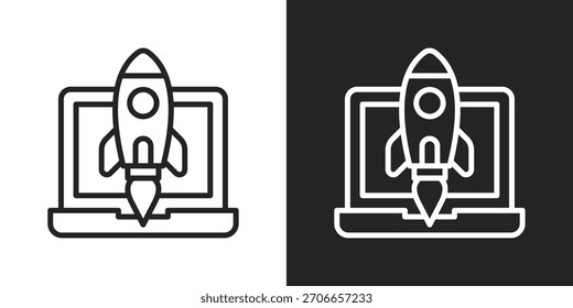 Deployment Icon In Black And White Line Style