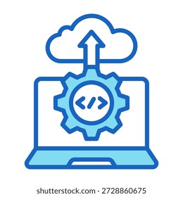 Icono de implementación Color azul Estilo Ilustración vectorial