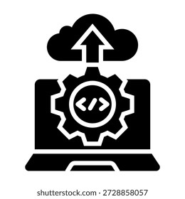 Ilustración vectorial de estilo de glifo de icono de implementación