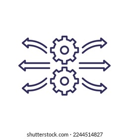 deployment process line icon on white
