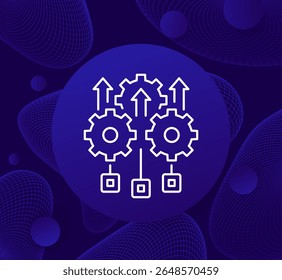 ícone da linha do processo de implantação, projeto de execução do projeto