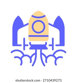 Deployment Rocket Line Icon, Outline Symbol for Product Launch, Software Release, Production Go Live, Startup Boost, and Project Delivery. Vector Sign Icon.