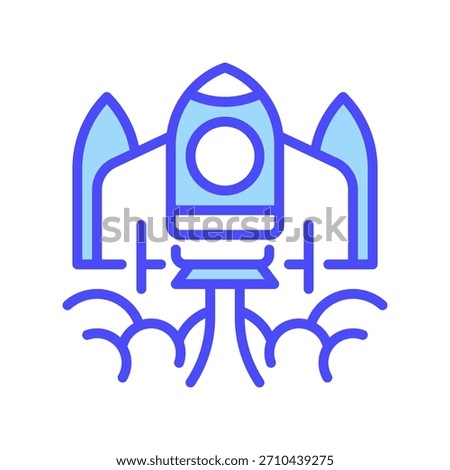 Deployment Rocket Line Icon, Outline Symbol for Product Launch, Software Release, Production Go Live, Startup Boost, and Project Delivery. Vector Sign Icon.
