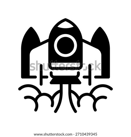 Deployment Rocket Line Icon, Outline Symbol for Product Launch, Software Release, Production Go Live, Startup Boost, and Project Delivery. Vector Sign Icon.