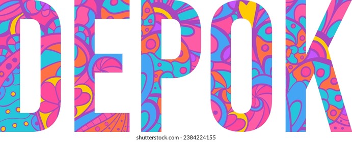 Depok city hippie doodle pattern text