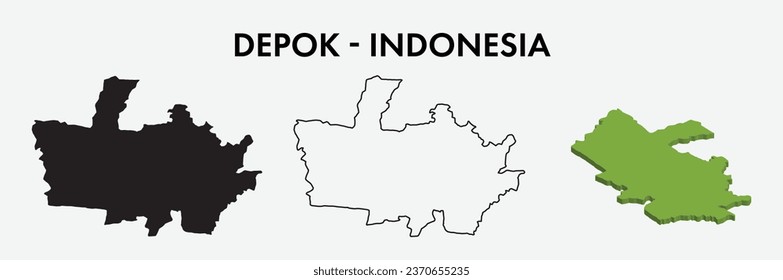 Depok indonesia city map set vector illustration design isolated on white background. Concept of travel and geography.